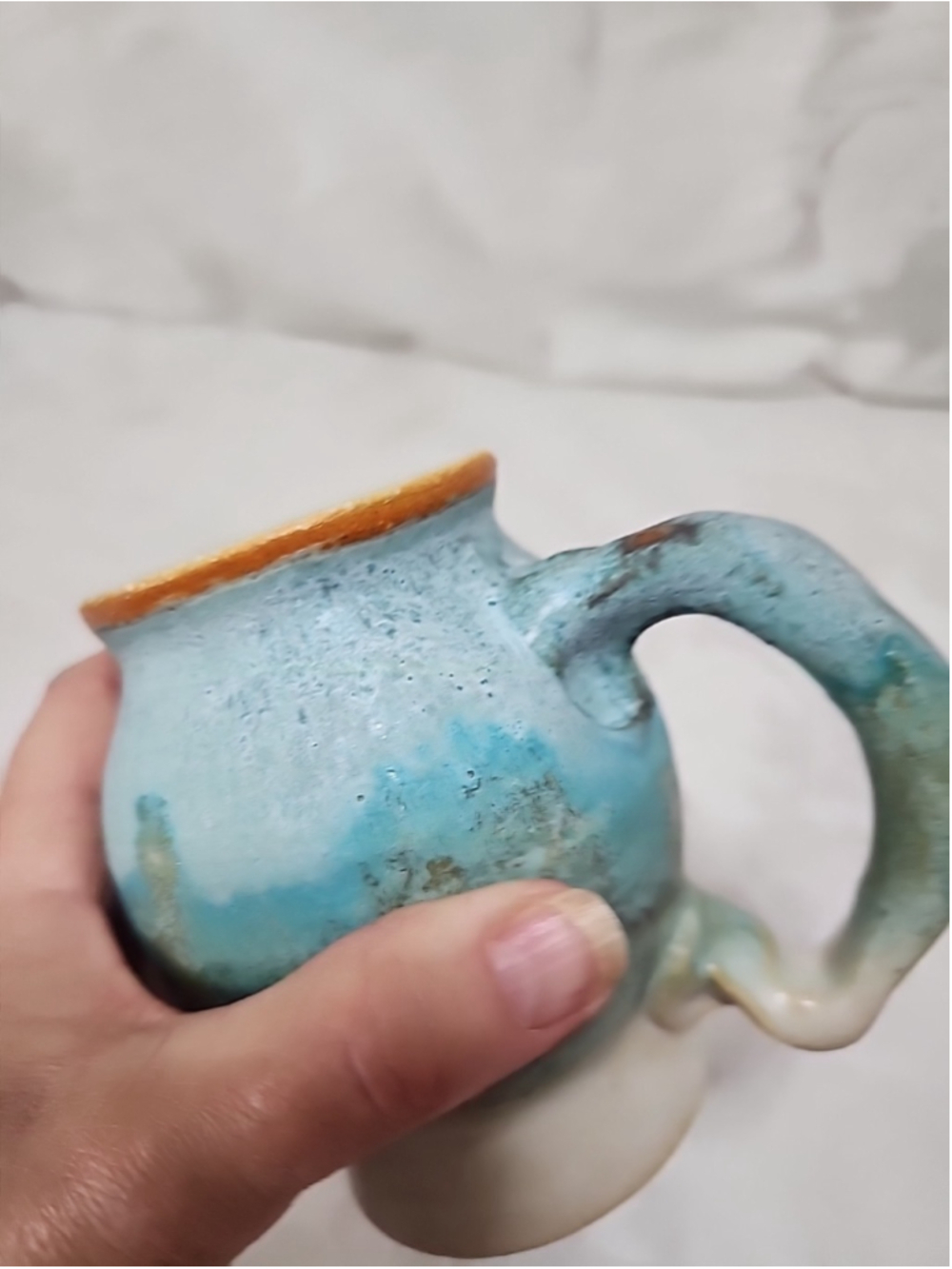 Studio Pottery Mug Turquoise Hand Thrown Signed 4 Inch Arizona - Picture 7 of 15